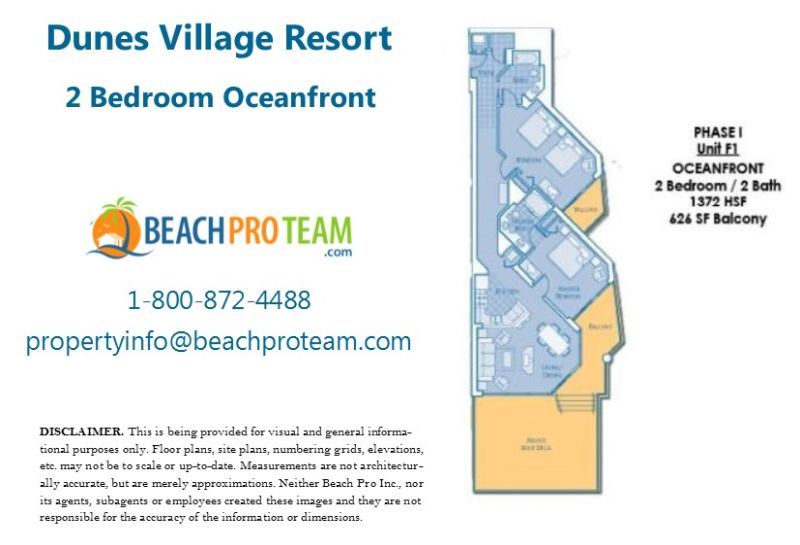 Dunes Village I Floor Plan F1 - 2 Bedroom Oceanfront